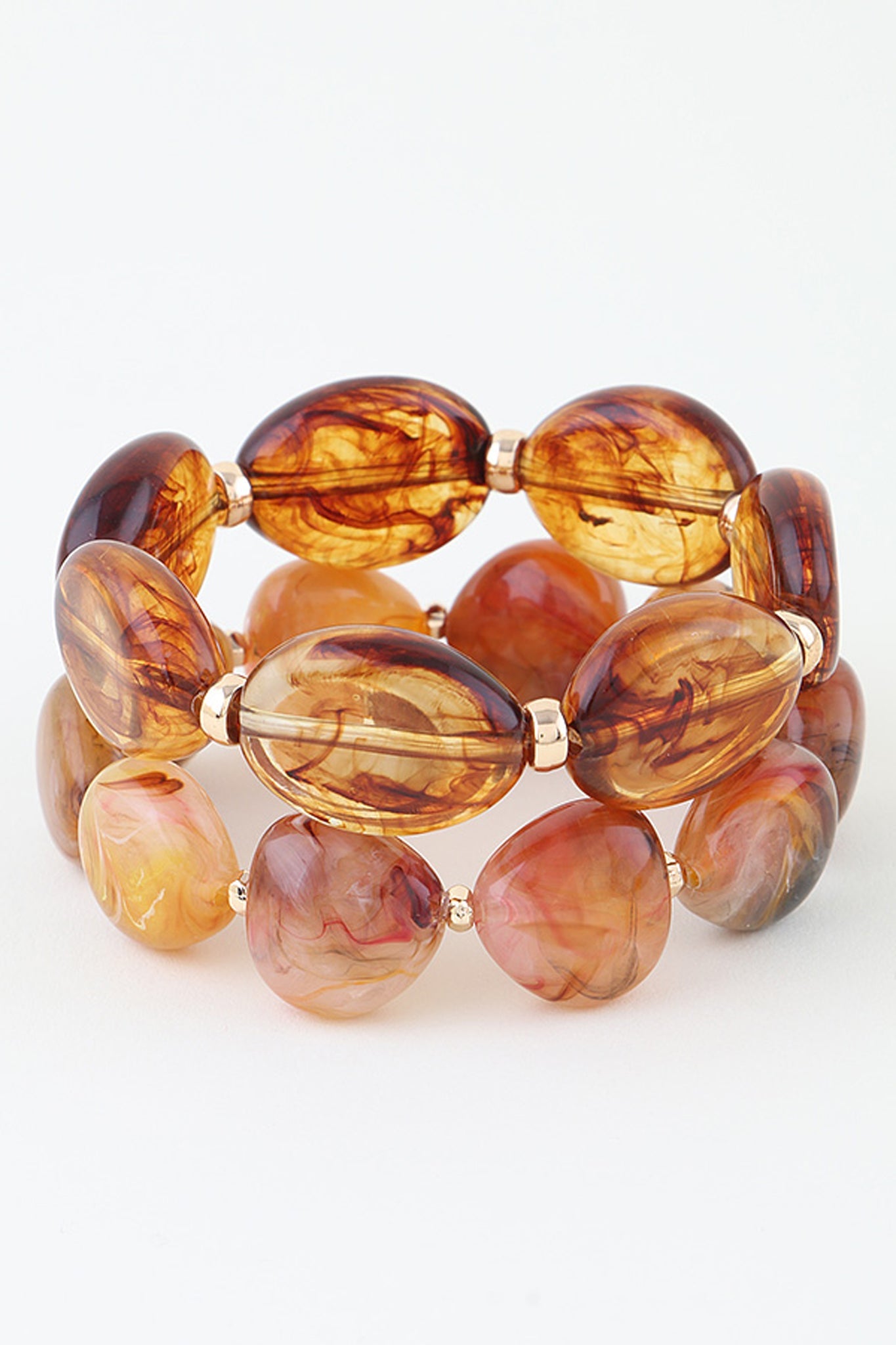 Zuma Two-Piece Tortoise Resin Bead Bracelet Set
