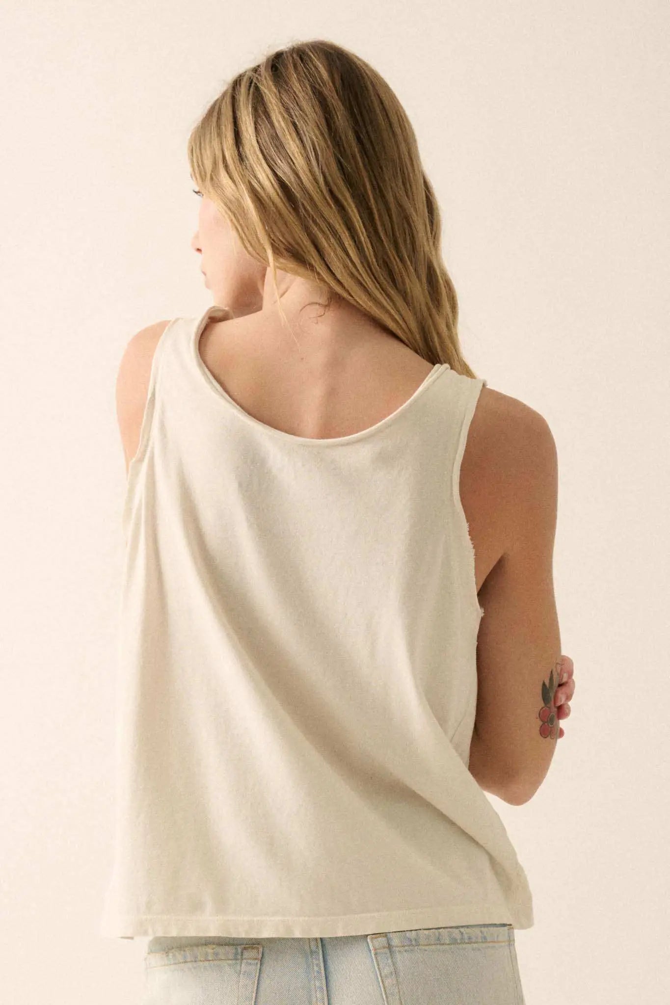 Too Hot Raw-Edge Cherries Graphic Tank Top