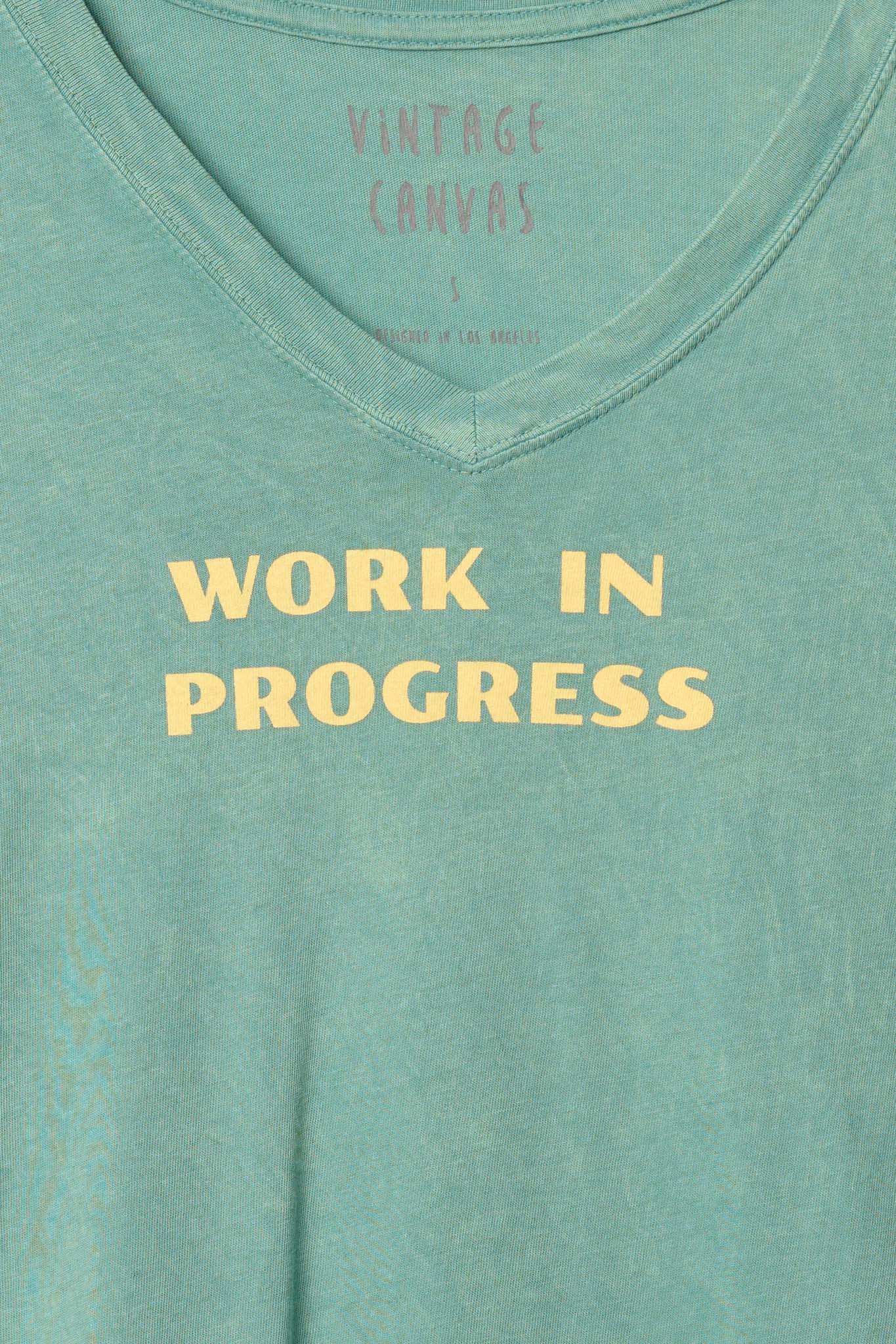 Work in Progress Vintage-Wash V-Neck Graphic Tee