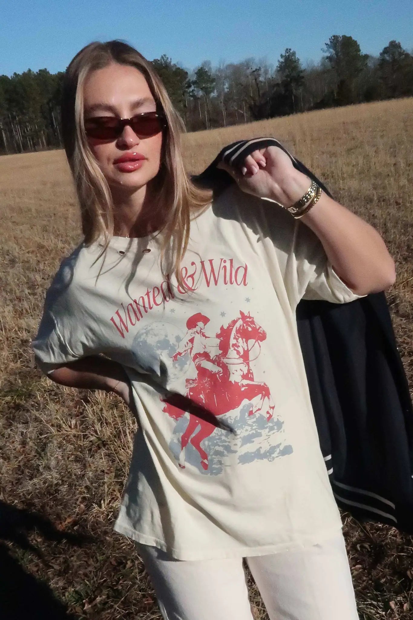 Wanted and Wild Distressed Graphic Tee