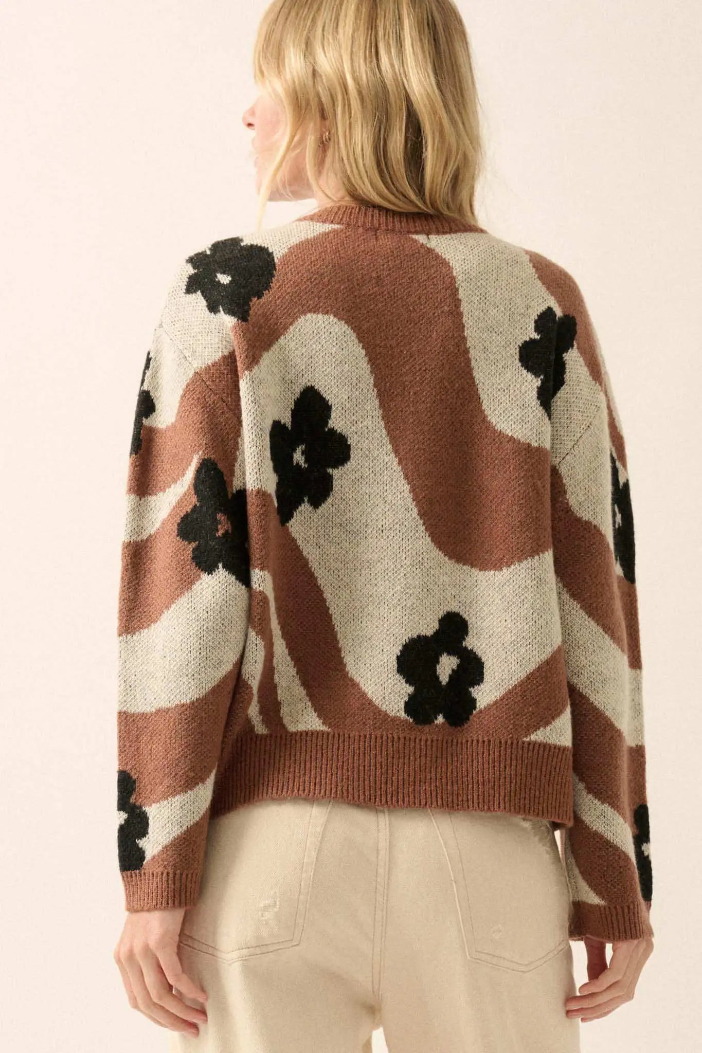 Warm Blooms Striped and Floral Sweater