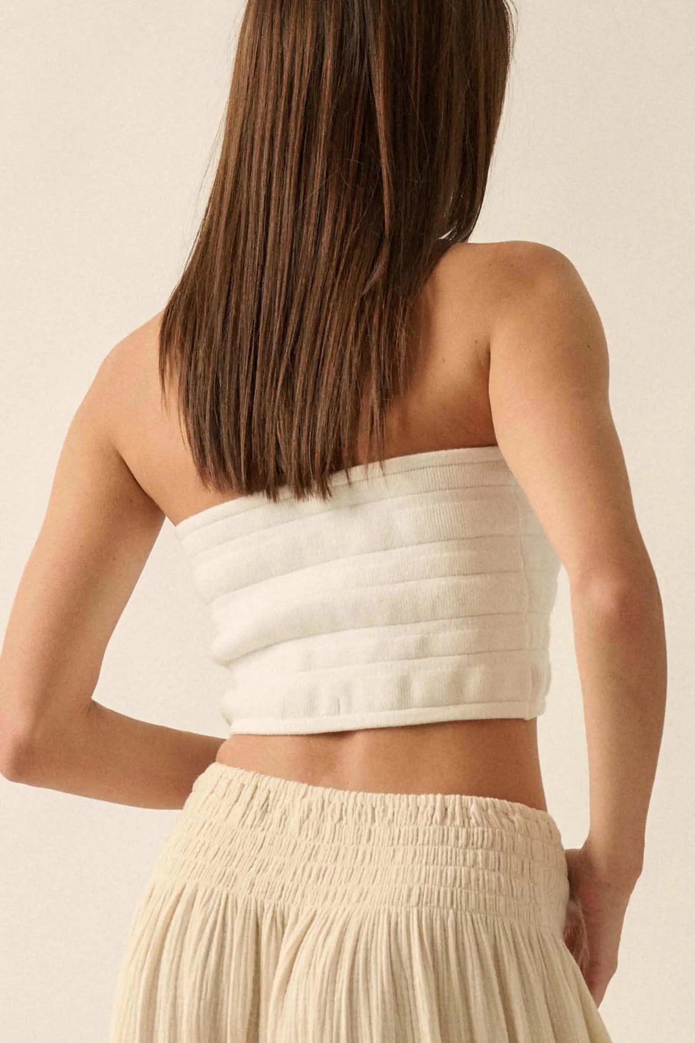 Totally Tubular Ribbed Knit Bandeau Tube Top