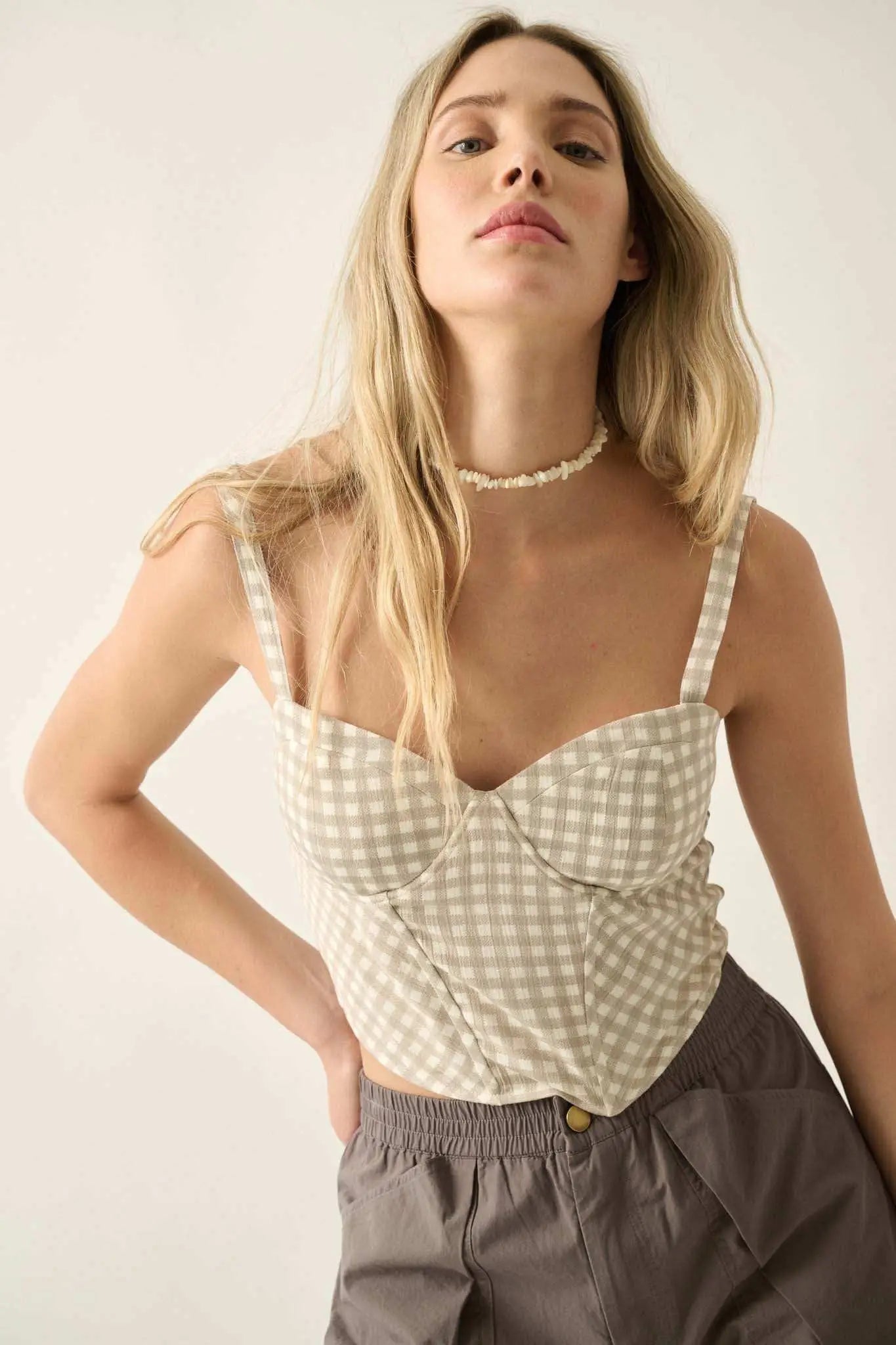 Sweetly Sultry Gingham Bustier Corset Top
