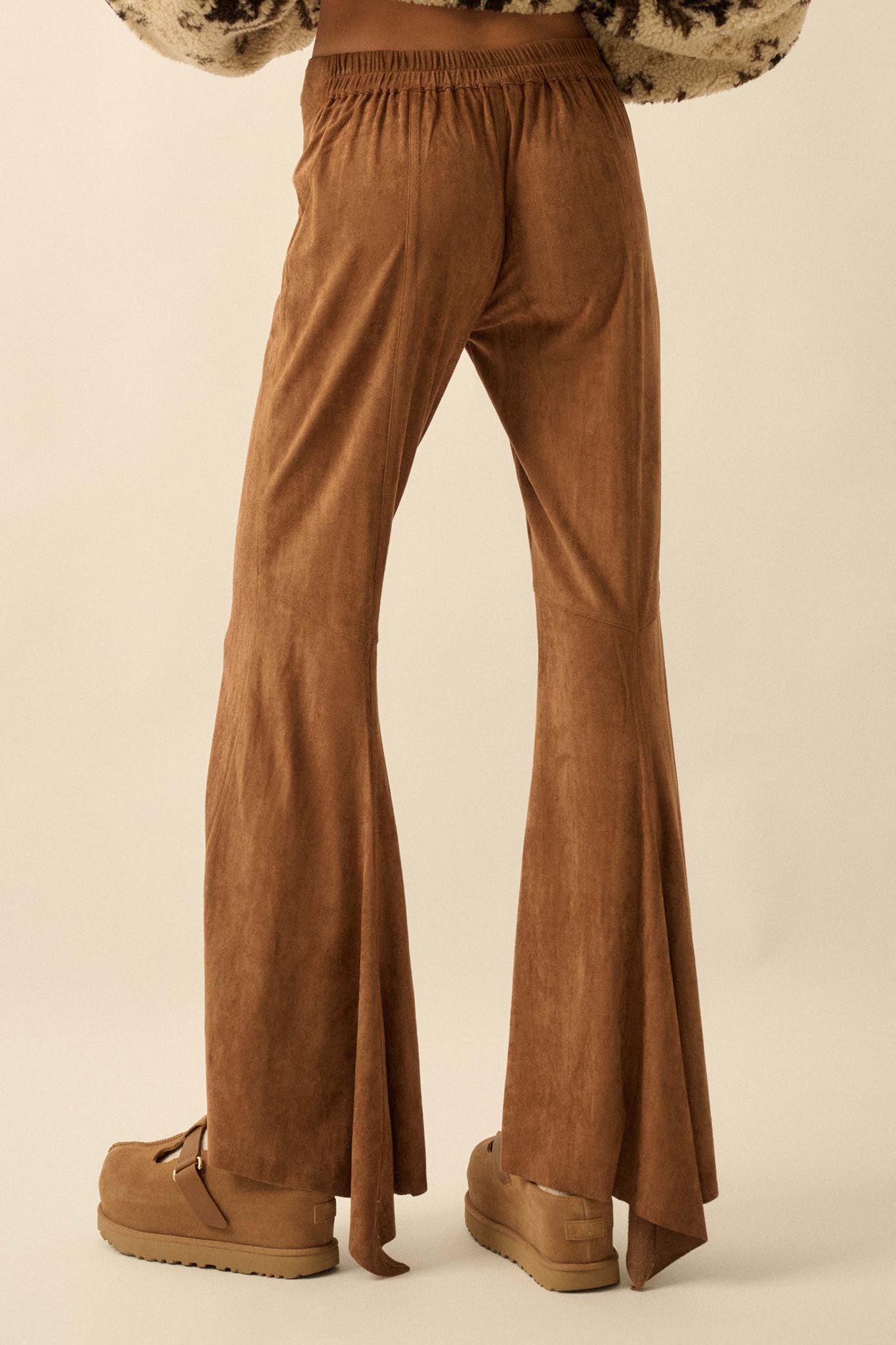 Touch of Flair Vegan Suede Flare Pants