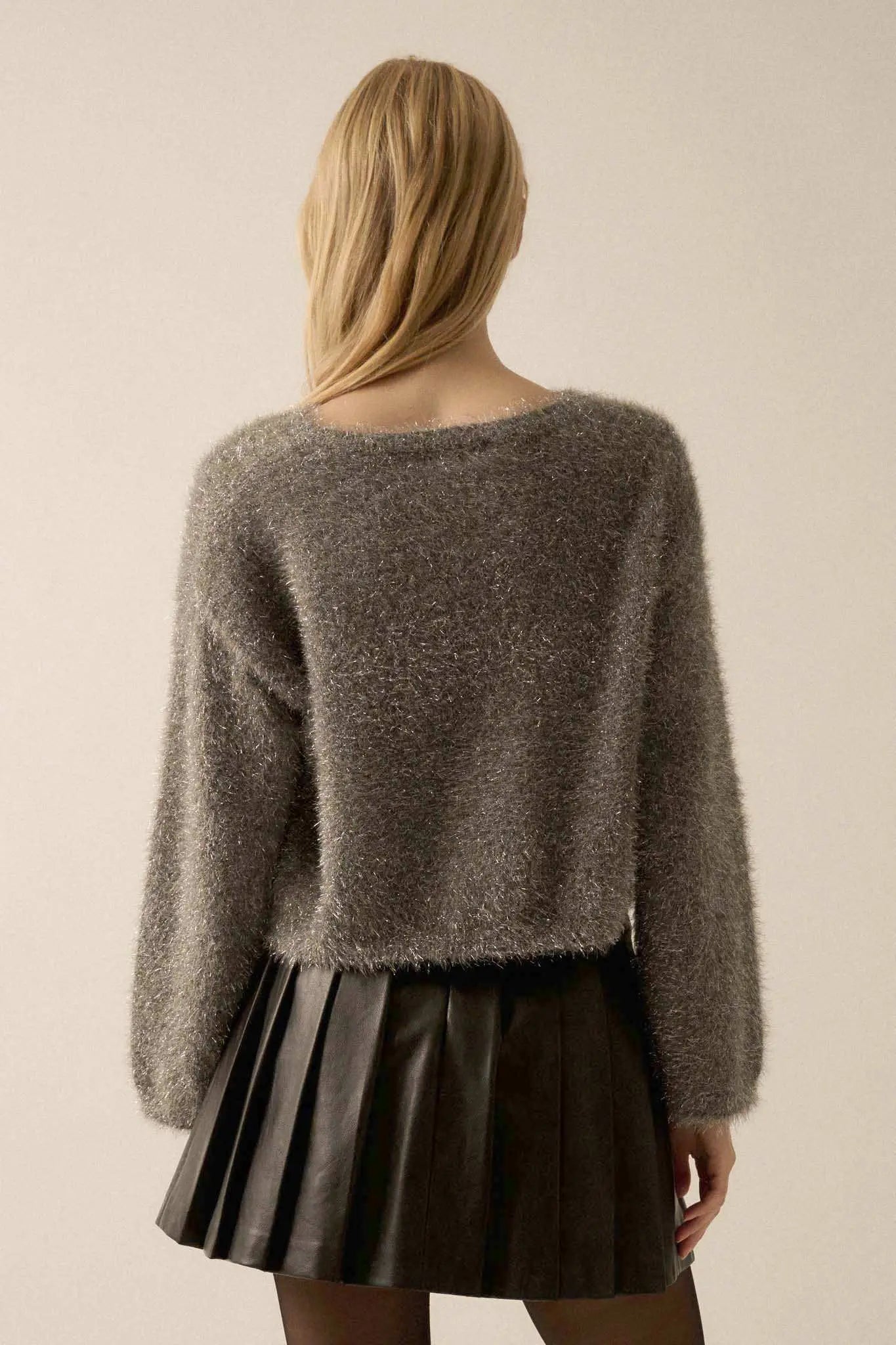 Winter Wonderland Metallic Fuzzy Knit Sweater