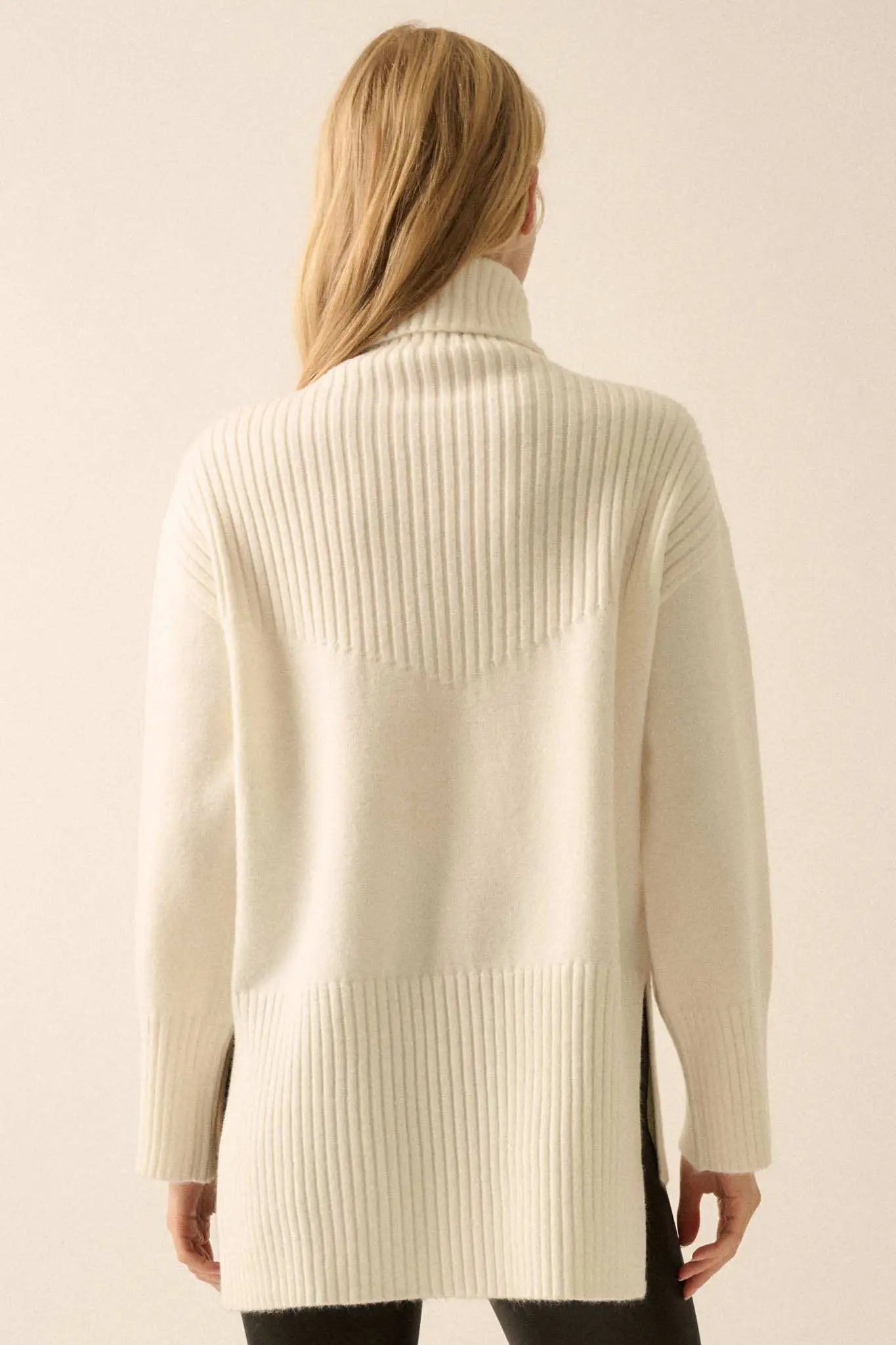 Warmest Regards Split-Hem Turtleneck Sweater