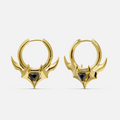 TRIDENT CREST STONE HOOPS EARRINGS