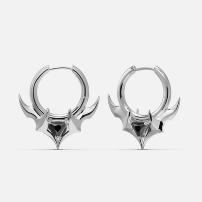 TRIDENT CREST STONE HOOPS EARRINGS