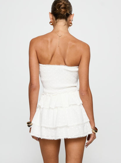 Sunkiss Frill Mini Dress White / Broderie