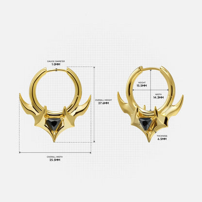 TRIDENT CREST STONE HOOPS EARRINGS