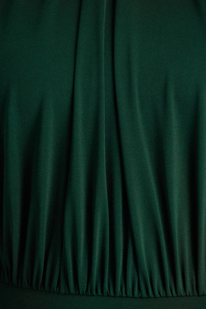 Darielle | Bottle Green High-Neck Cape-Sleeve Maxi Dress