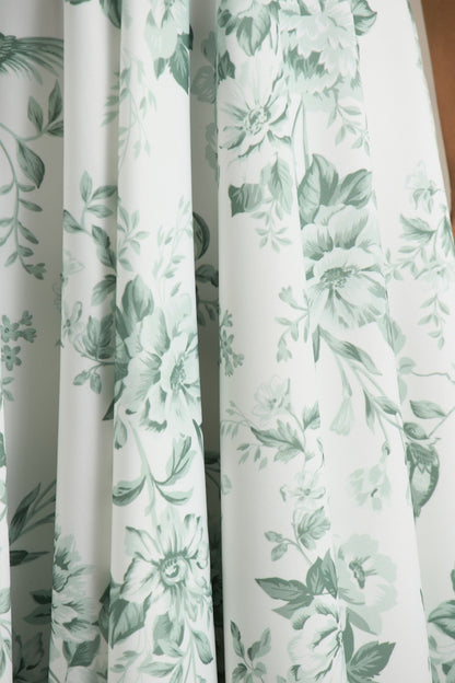 Lissa | Green Porcelain Print Square-Neck Midi Dress