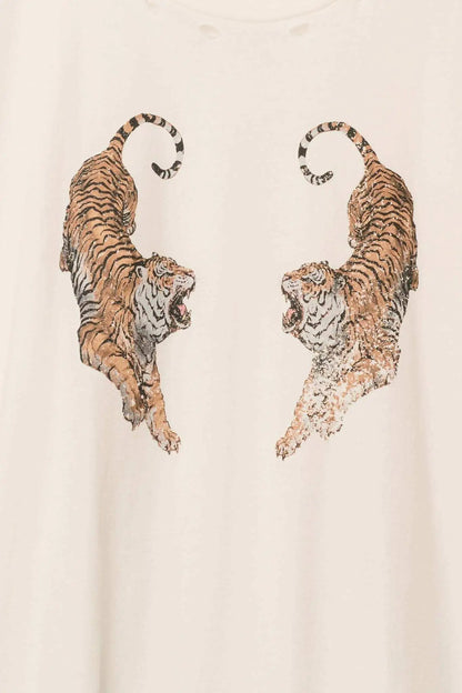 Terrific Tigers Oversized Distressed Graphic Tee
