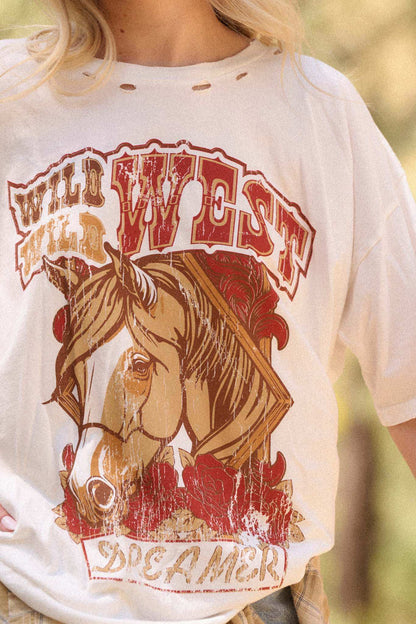 Wild West Dreamer Distressed Oversize Graphic Tee