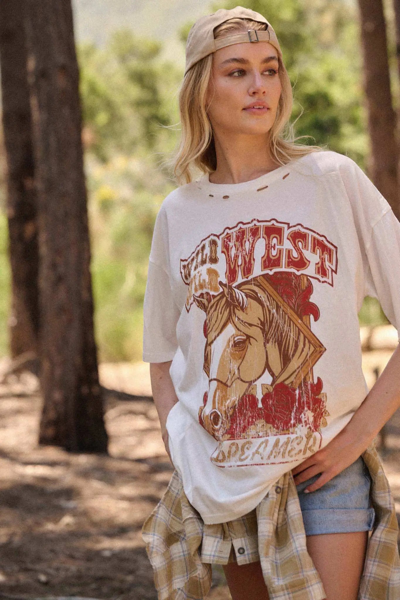 Wild West Dreamer Distressed Oversize Graphic Tee