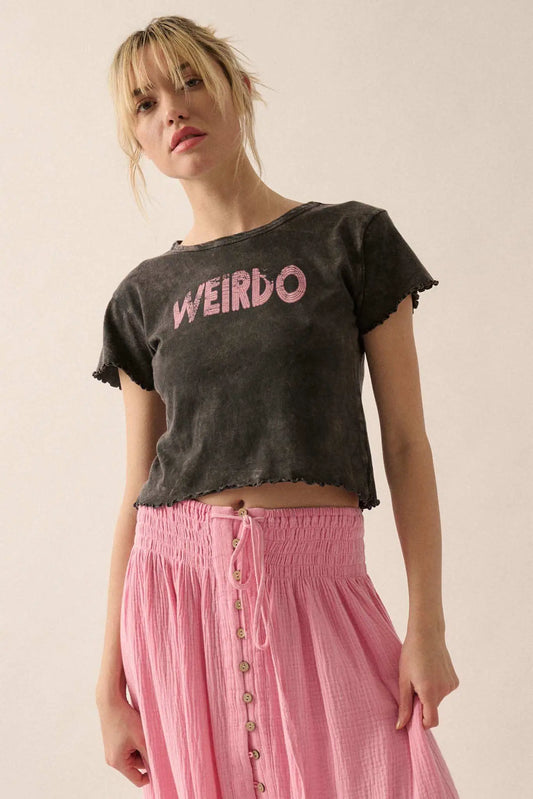 Weirdo Cropped Lettuce-Edge Graphic Baby Tee