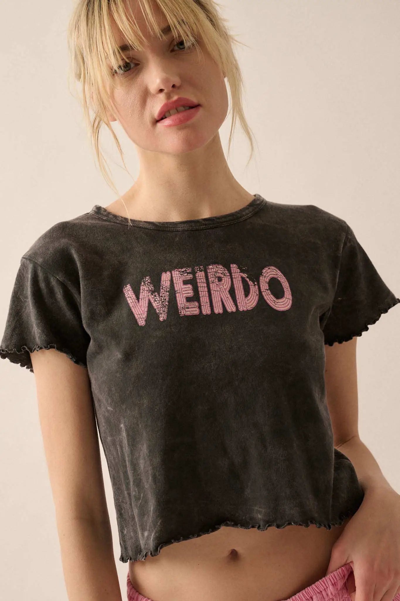 Weirdo Cropped Lettuce-Edge Graphic Baby Tee