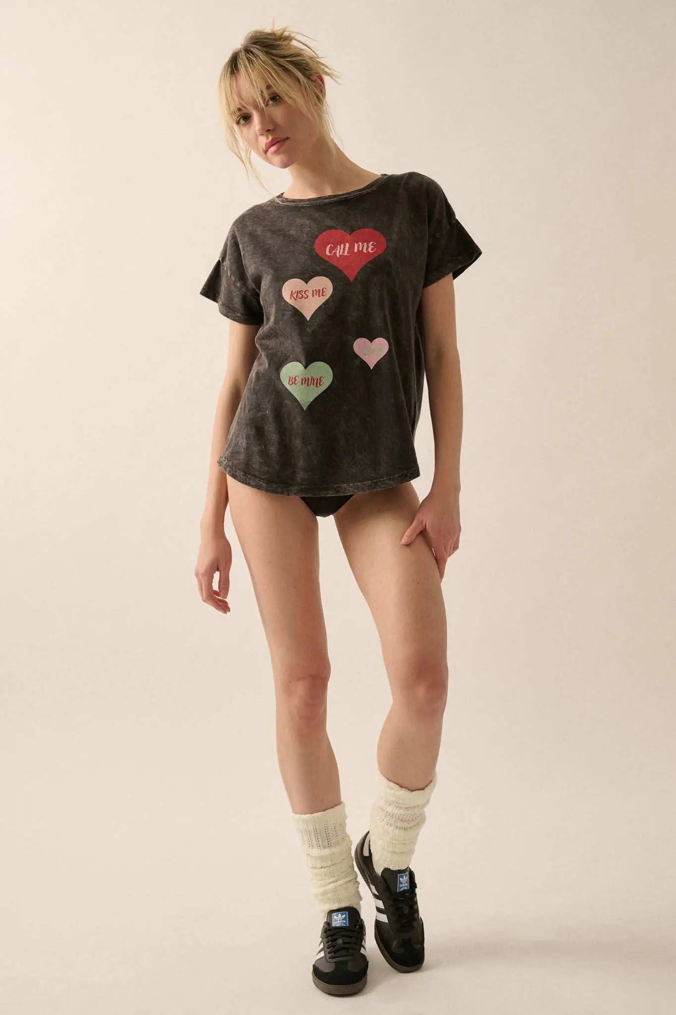 Valentine Hearts Vintage-Wash Graphic Tee