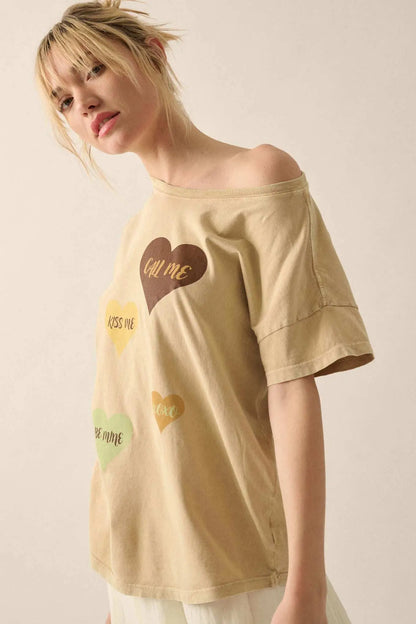 Valentine Hearts Vintage-Wash Graphic Tee