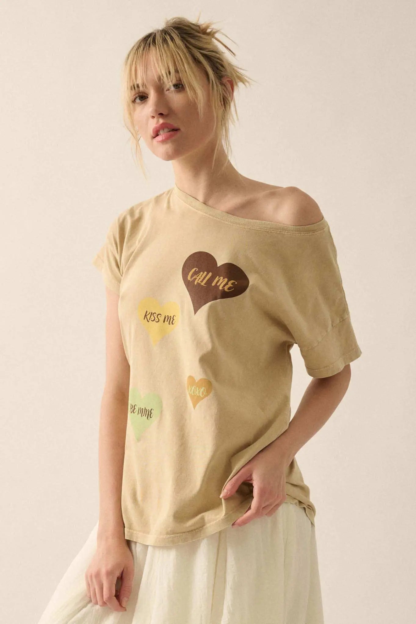 Valentine Hearts Vintage-Wash Graphic Tee