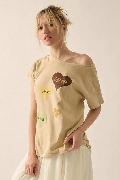 Valentine Hearts Vintage-Wash Graphic Tee