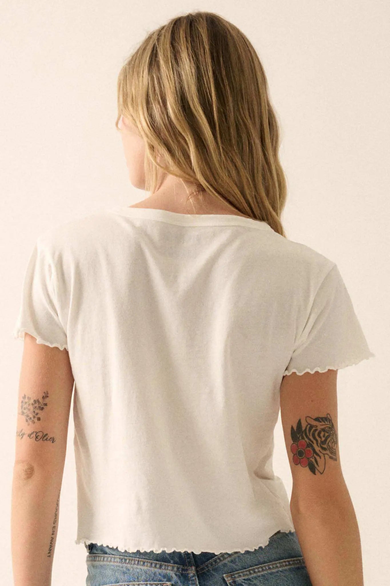 You Are Enough Floral Cropped Graphic Baby Tee