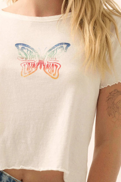 Stay Calm Rainbow Butterfly Graphic Baby Tee