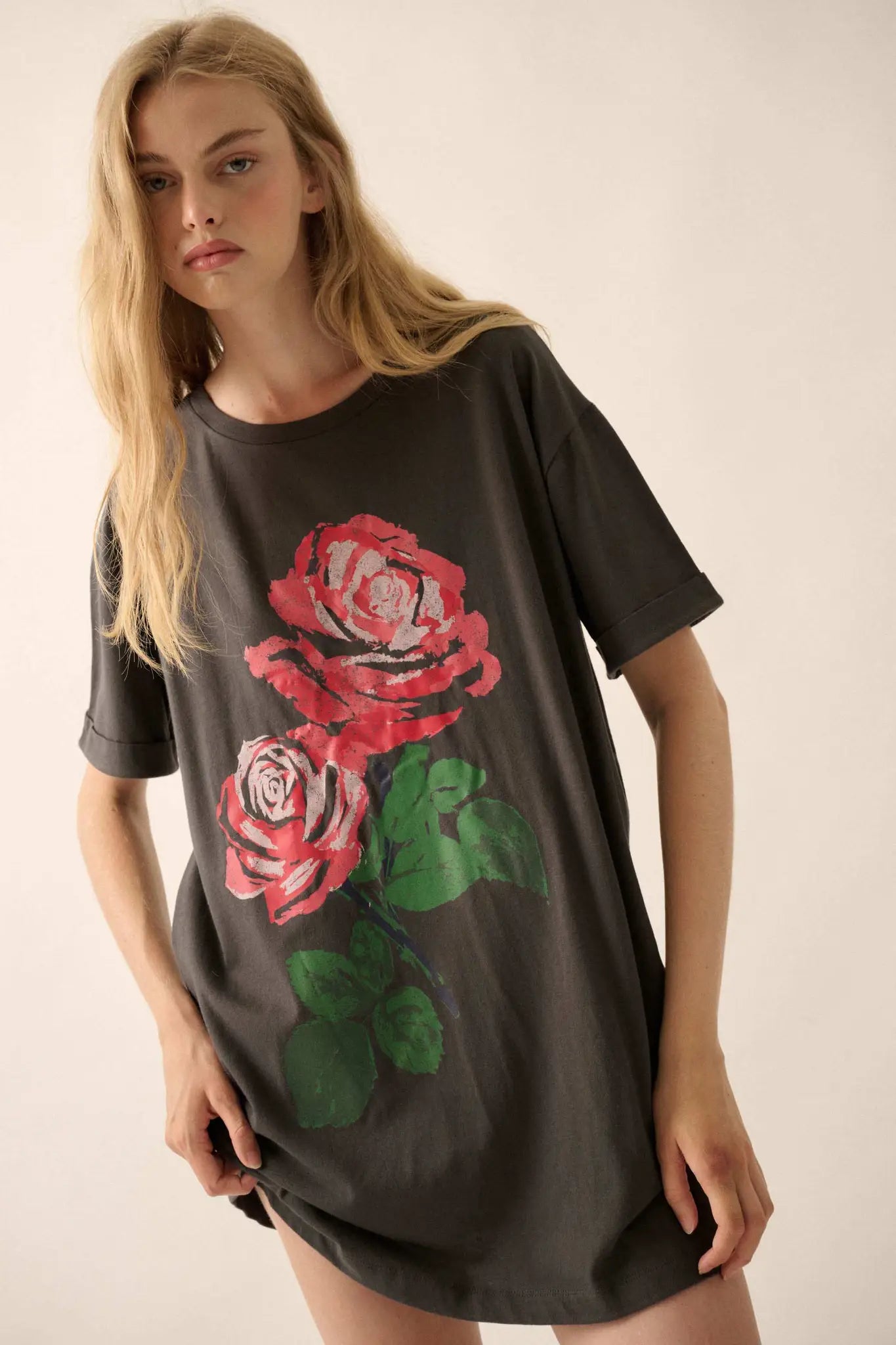 Still a Rose Oversize Vintage-Print Graphic Tee