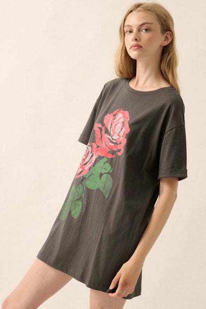 Still a Rose Oversize Vintage-Print Graphic Tee