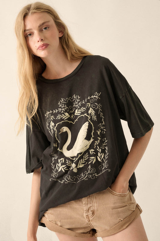 Swan Lake Oversize Vintage-Wash Graphic Tee