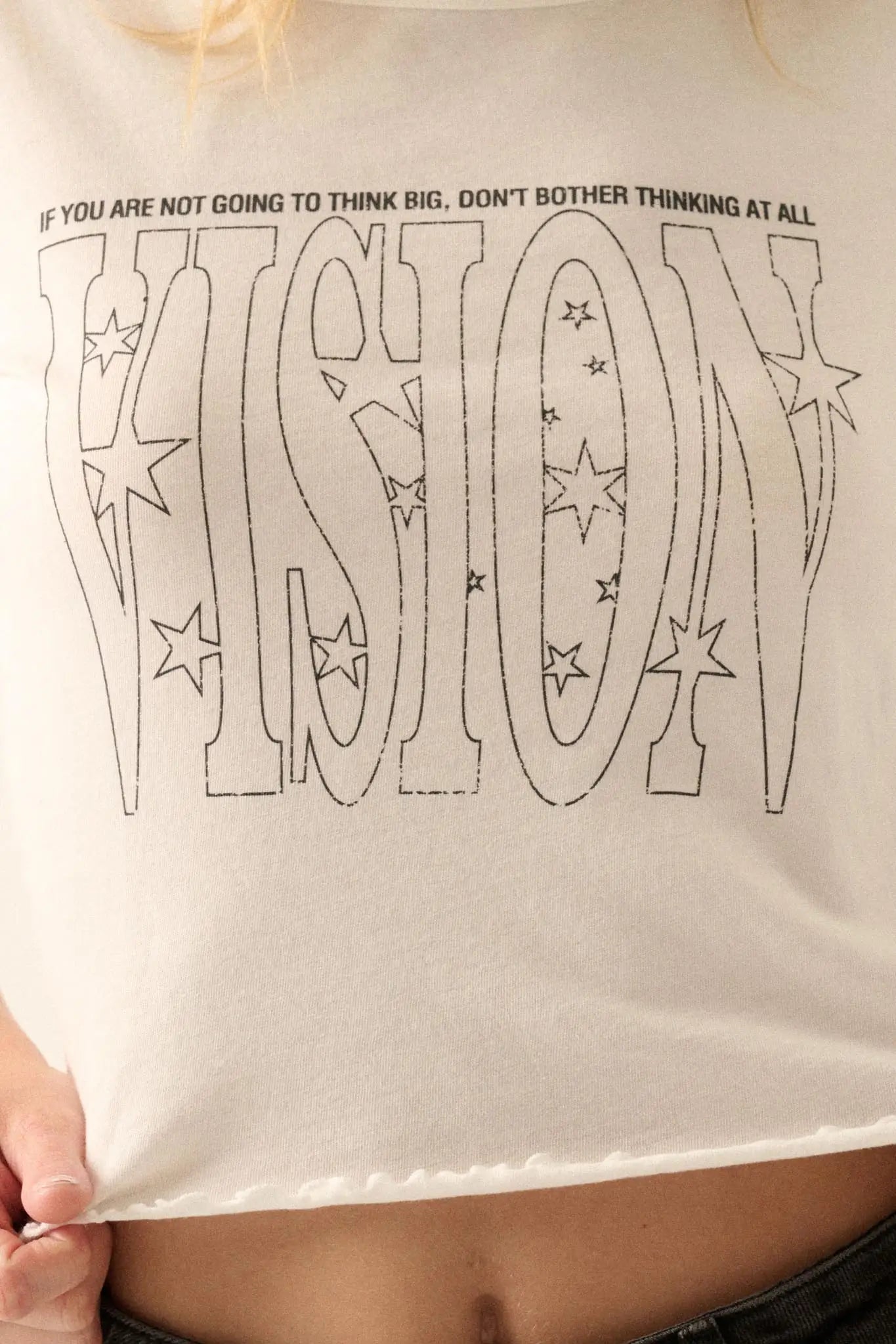 Vision Cropped Lettuce-Edge Graphic Baby Tee