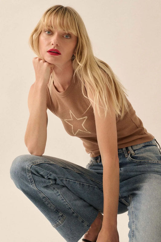 Star Quality Crew-Neck Thermal Graphic Tank Top