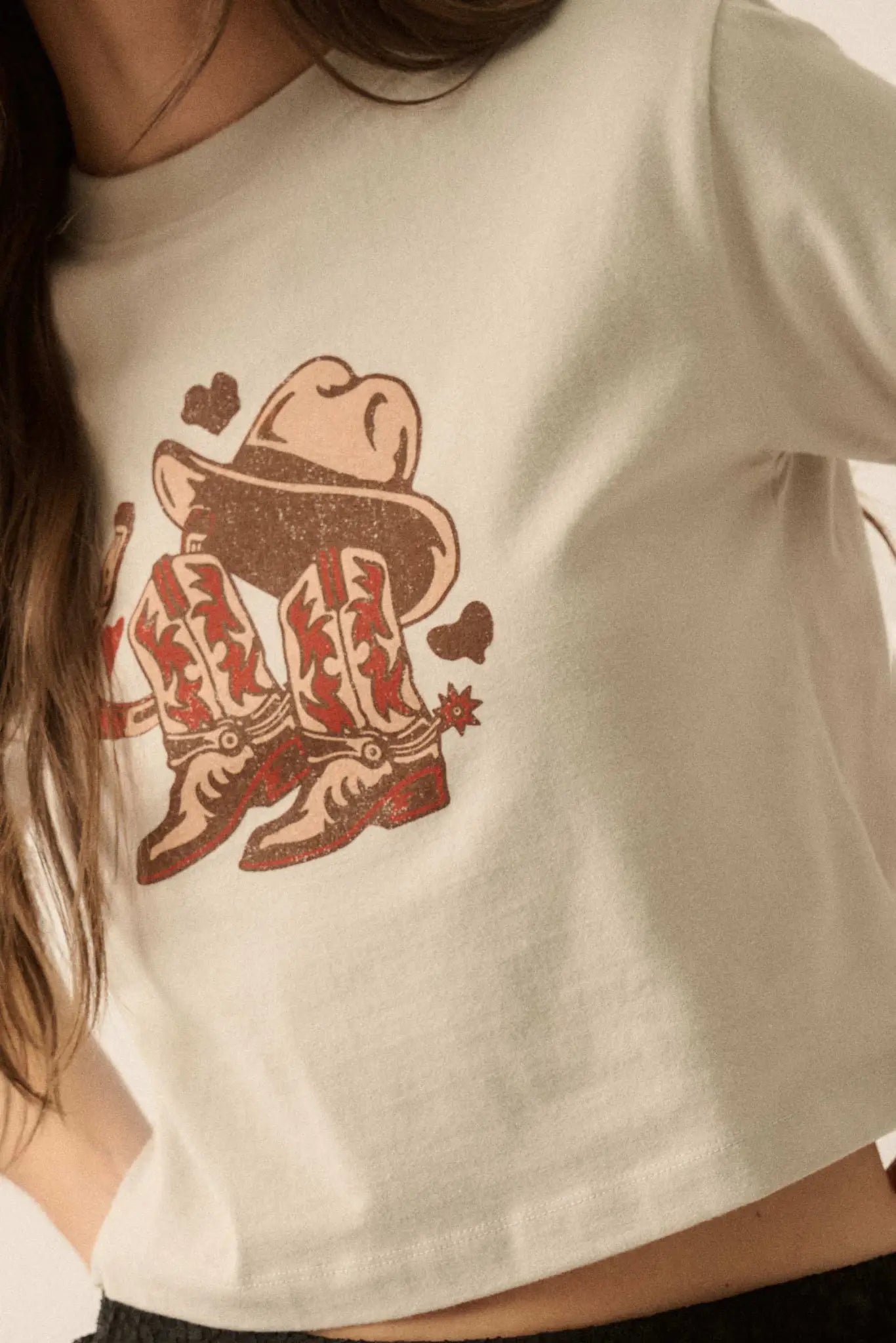 Western Hearts Cropped Graphic Baby Tee