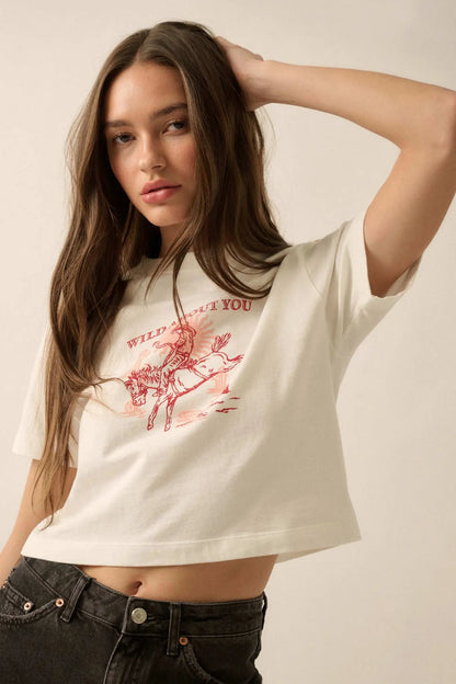 Wild About You Cropped Cowboy Graphic Baby Tee