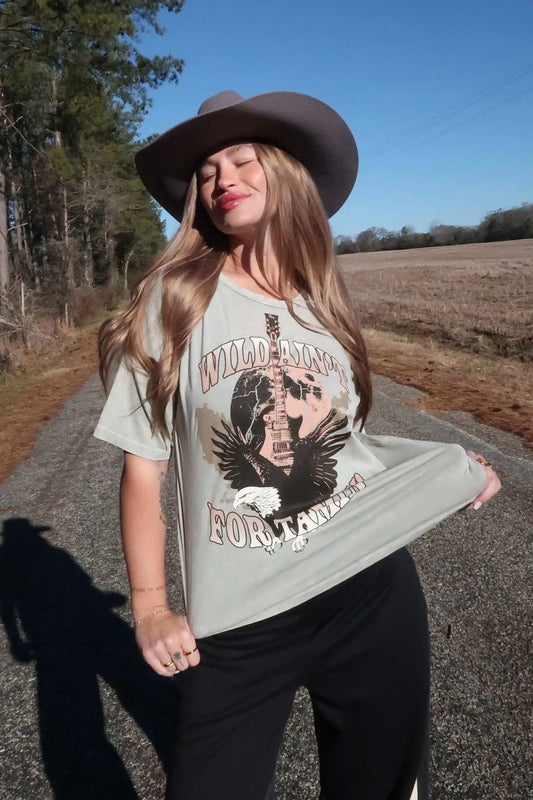 Wild Ain't For Tamin' Slashed Graphic Tee