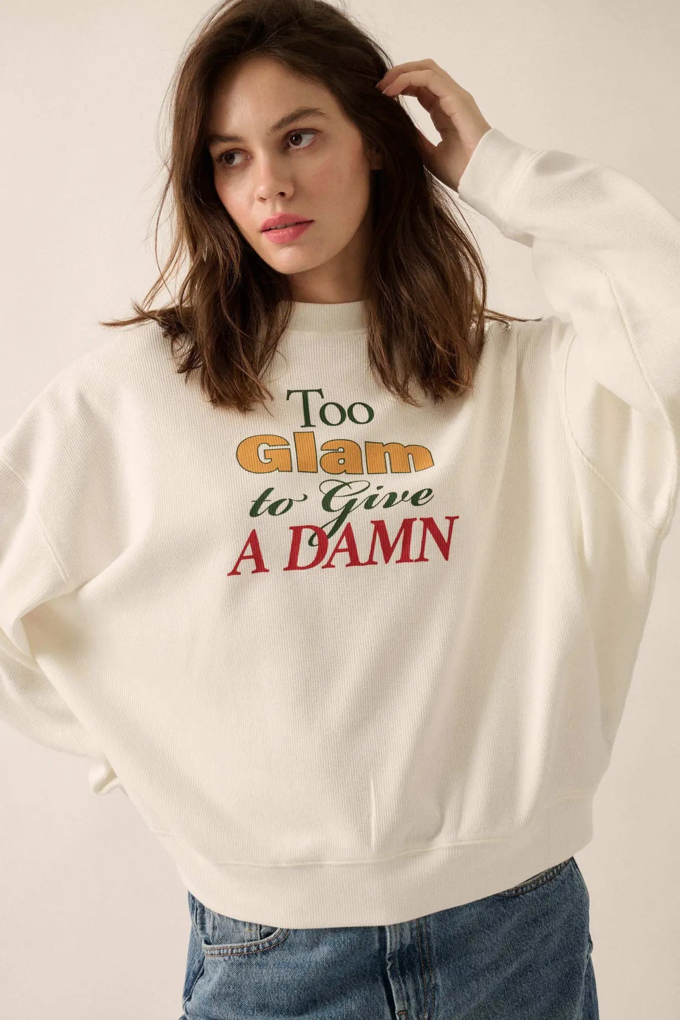 Too Glam Oversize Thermal Graphic Top