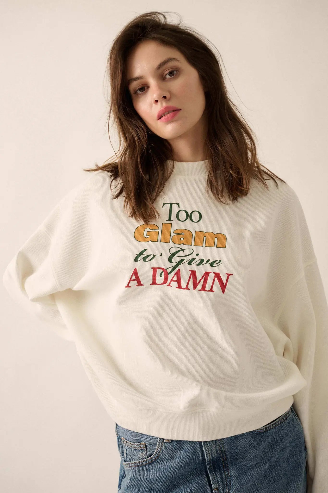 Too Glam Oversize Thermal Graphic Top