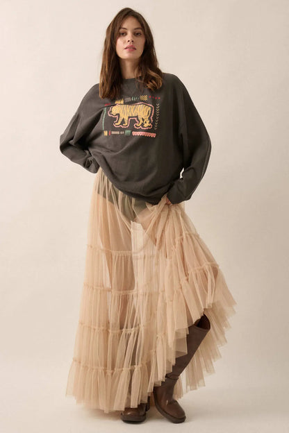 Tribal Tiger Vintage-Print Graphic Sweatshirt