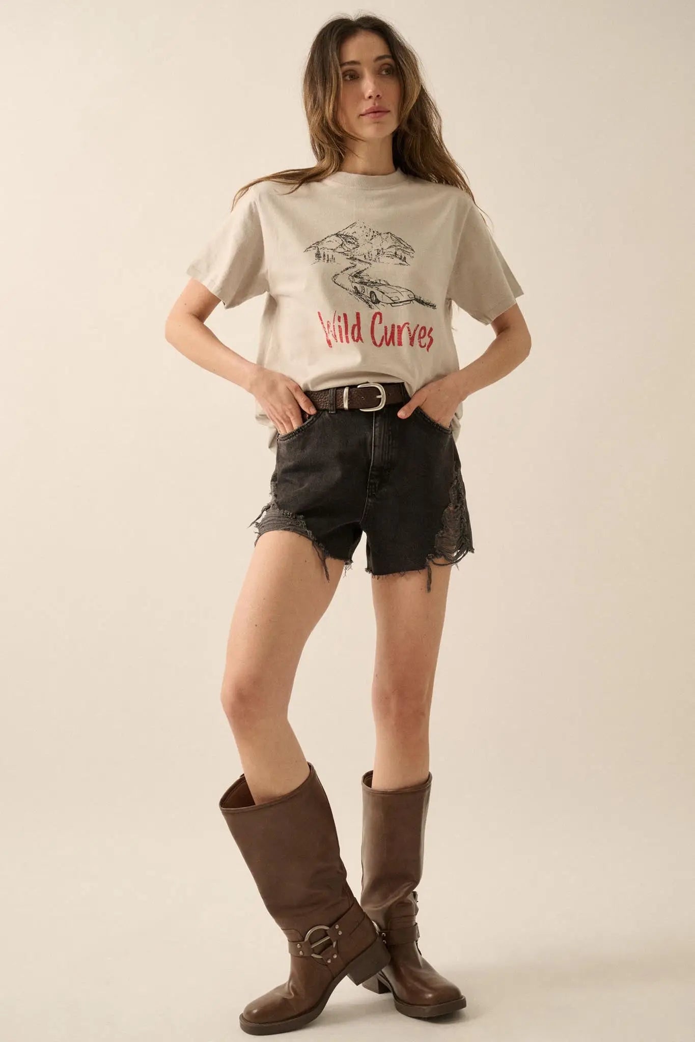 Wild Curves Vintage-Print Hot Rod Graphic Tee
