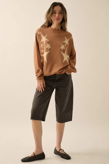 Stars Align Vintage-Print Thermal Graphic Top
