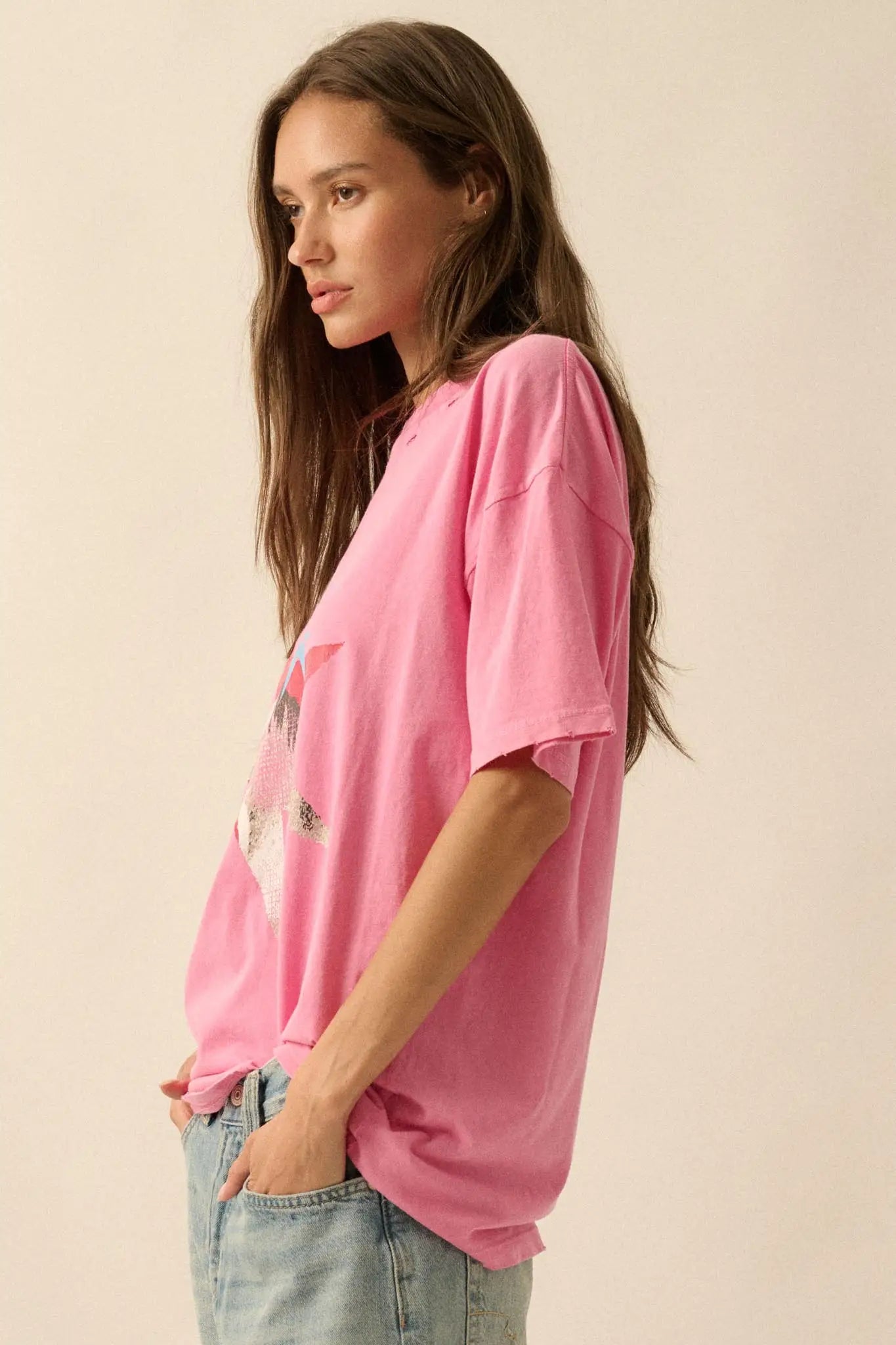 Star Horse Distressed Oversize Graphic Tee