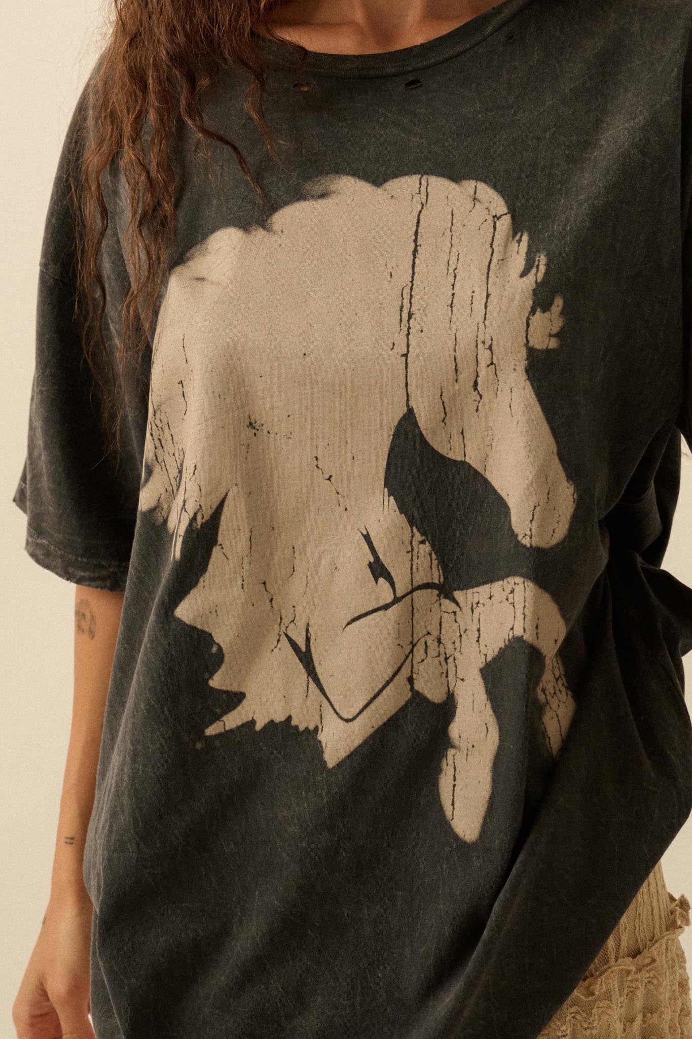 Wild Beauty Distressed Oversize Horse Graphic Tee