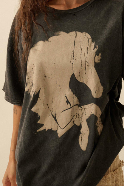 Wild Beauty Distressed Oversize Horse Graphic Tee