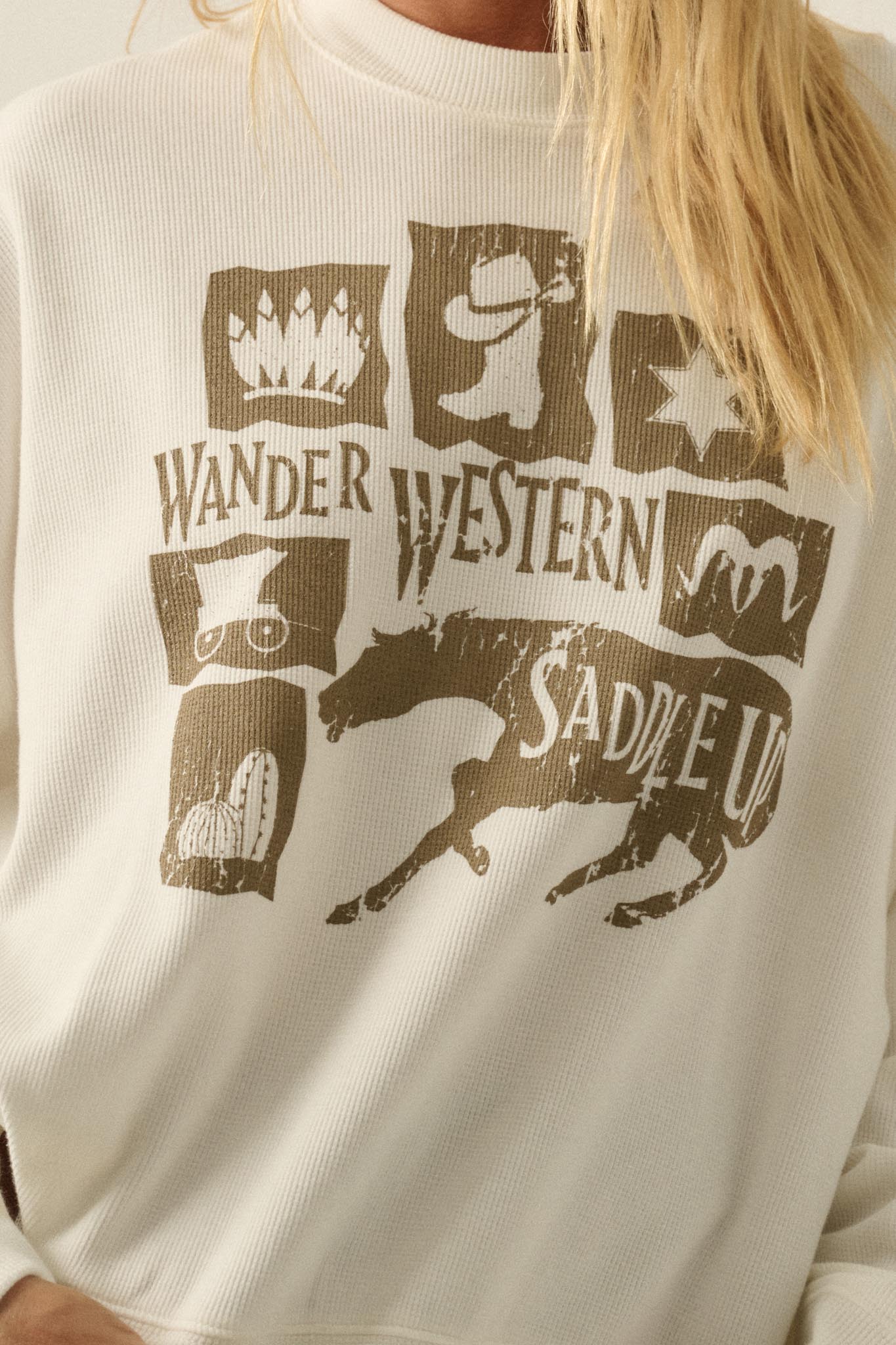 Wander Western Oversize Thermal Graphic Top
