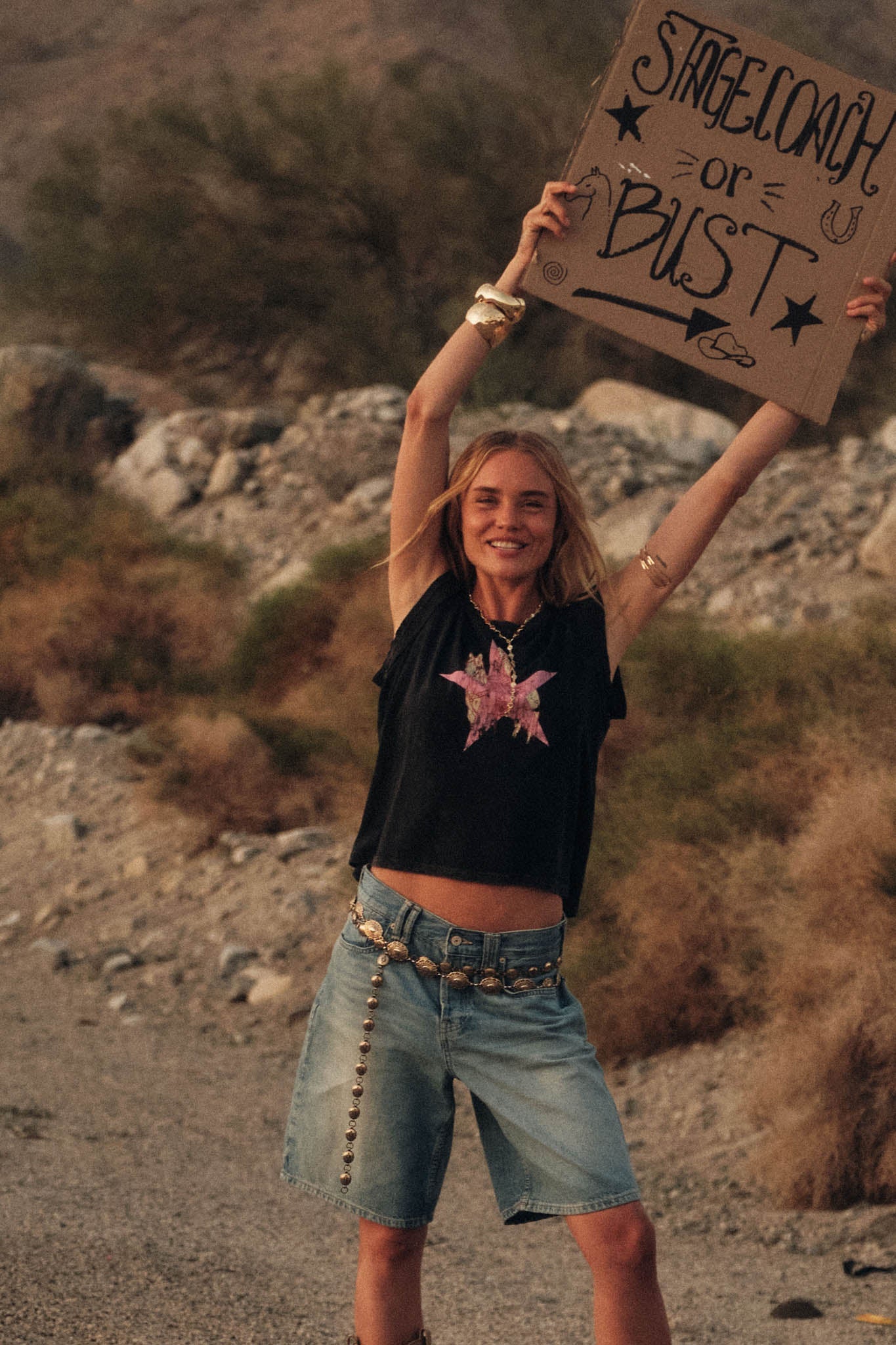 Star Rider Vintage Cowgirl Sleeveless Graphic Tee