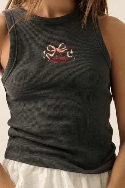 Sweet Cherries Crewneck Thermal Graphic Tank Top