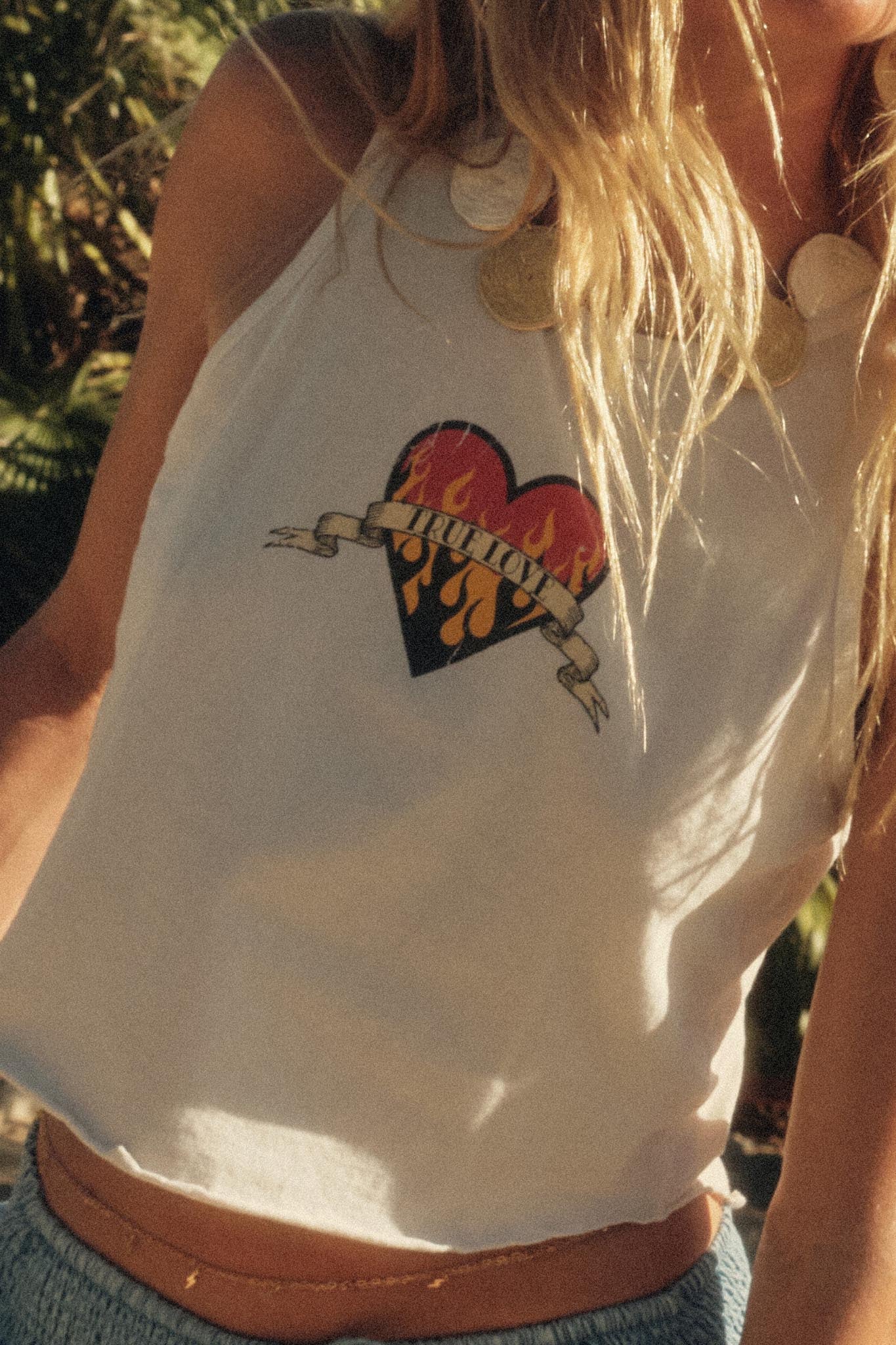 True Love Tattoo Heart Cropped Graphic Tank Top