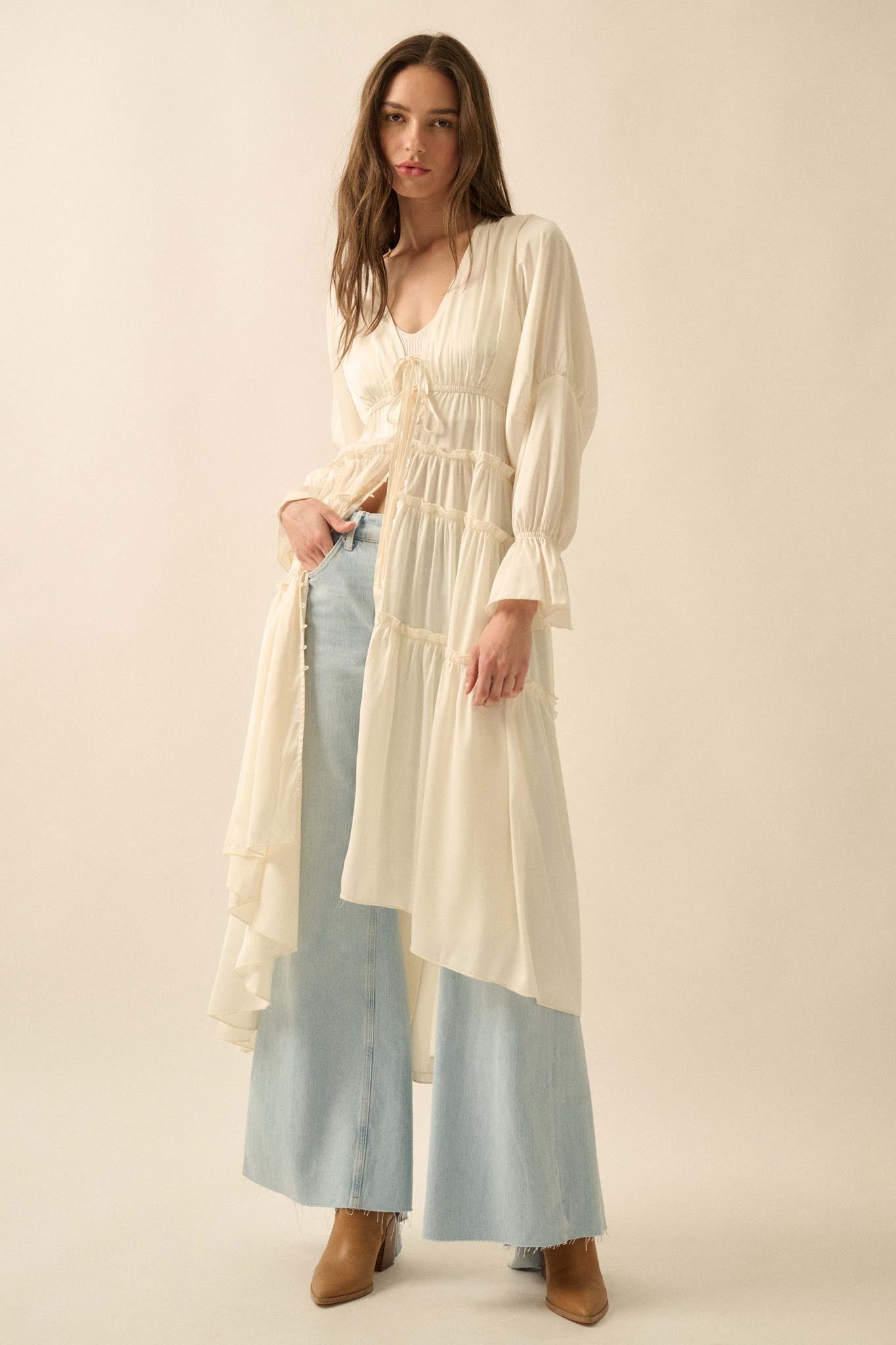 Sweet Juliet Ruffled High-Low Layering Midi Dress