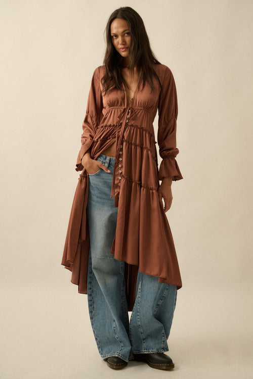 Sweet Juliet Ruffled High-Low Layering Midi Dress