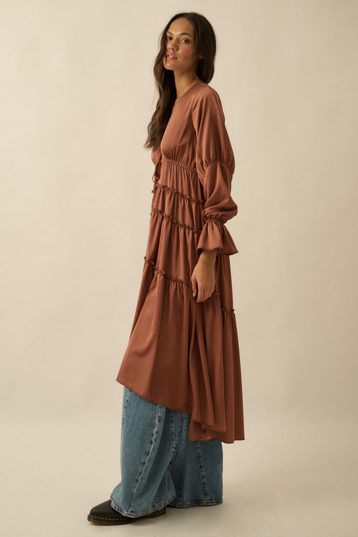 Sweet Juliet Ruffled High-Low Layering Midi Dress